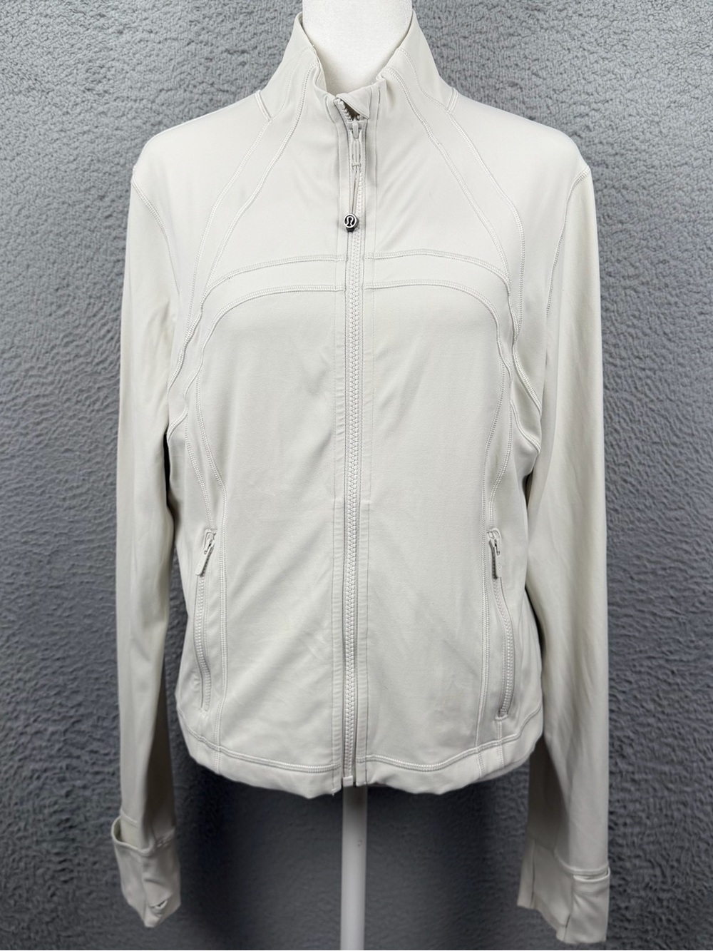 Lululemon Define Cropped Jacket Womens 14 Beige Bone Nulu Full Zip Athletic